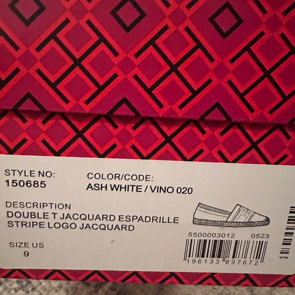 Tory Burch DOUBLET JACQUARD ESPADRILLE
STRIPE LOGO Women's Burgundy and Cream 9 - Picture 8 of 11